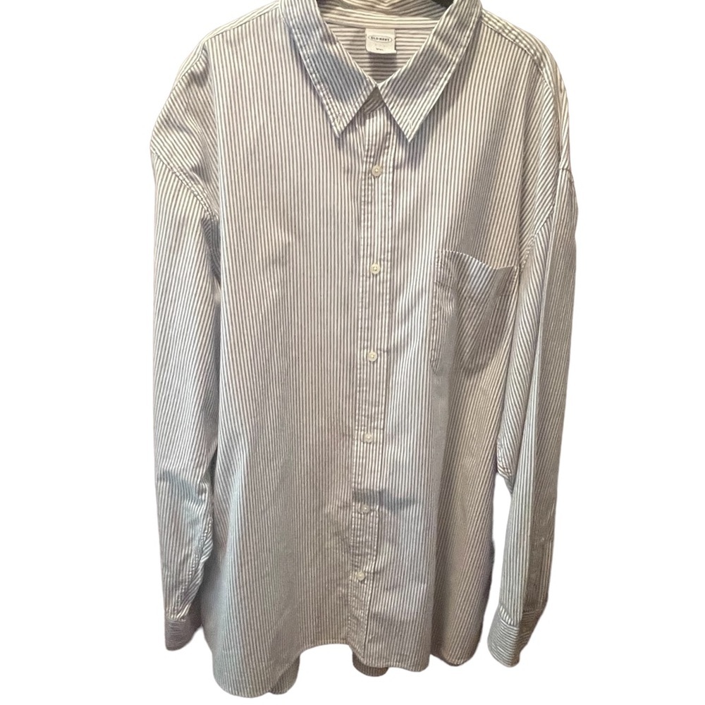Old Navy mens long‎ sleeve pinstriped button down shirt, size XXL